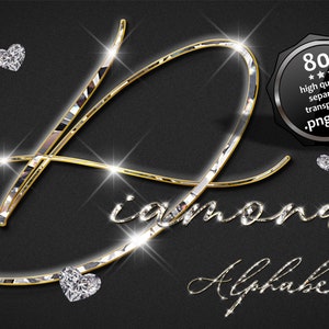 Clipart de alfabeto itálico de diamante de ouro, diamante em PNG de alfabeto de ouro, clipart de números de letras de ouro, clipart de alfabeto de prata, letras de joias