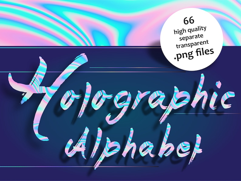 Holographic Alphabet Clipart Hologram Alphabet PNG Files | Etsy