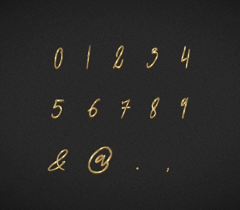 Number Lettering Gold Color Cursive 3D Gold Cursive Alphabet Clipart. Luxury Letters and Numbers for ...