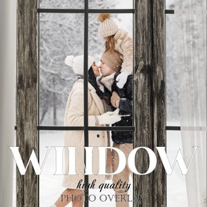 Window Overlay View from the inside, Tulle shines through, Your romantic story is out the window, Photo Overlay, Photoshop, Canva