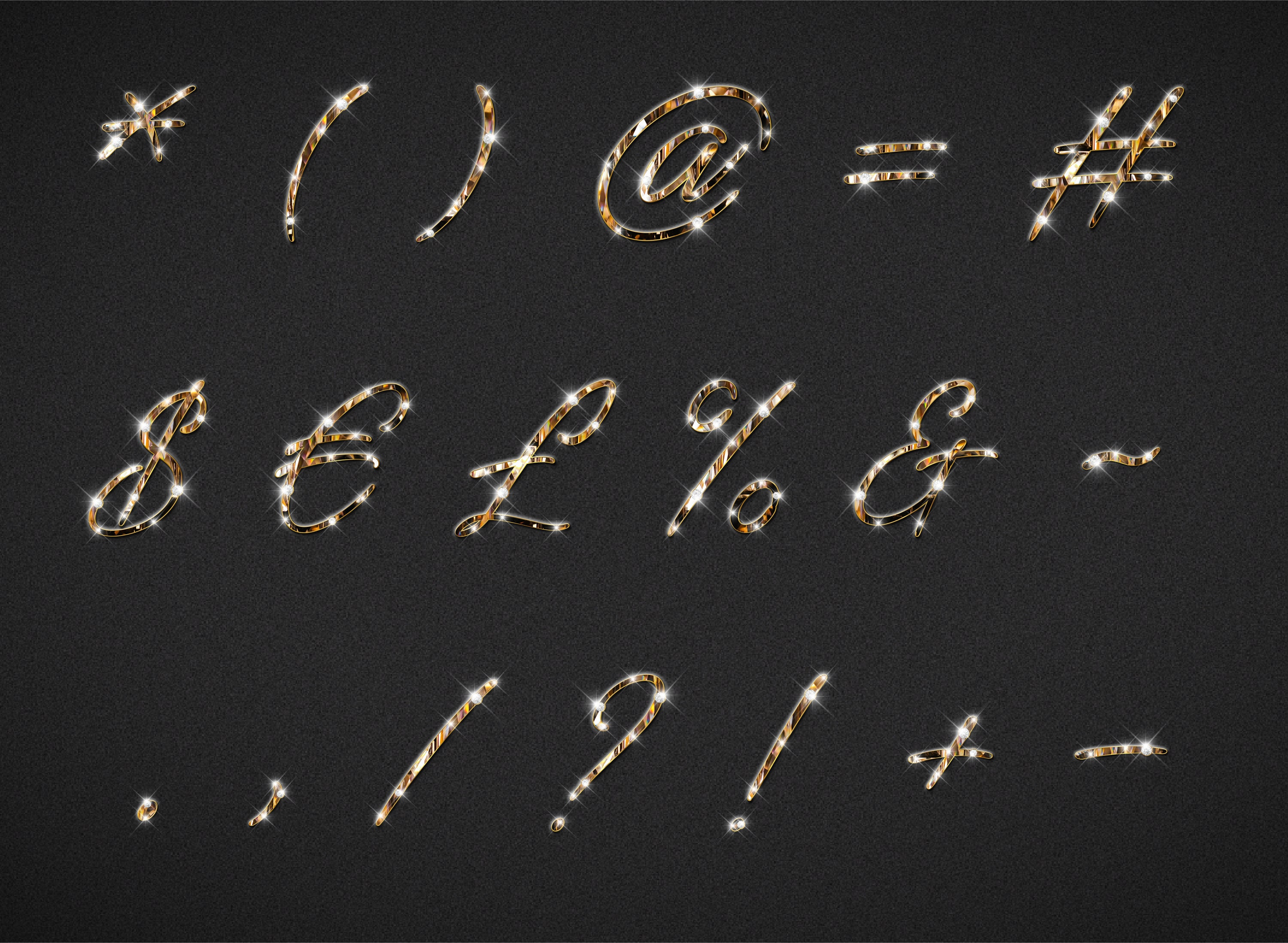 Modern Gold Diamond Italic Alphabet With Rhinestone PNG Gold Etsy