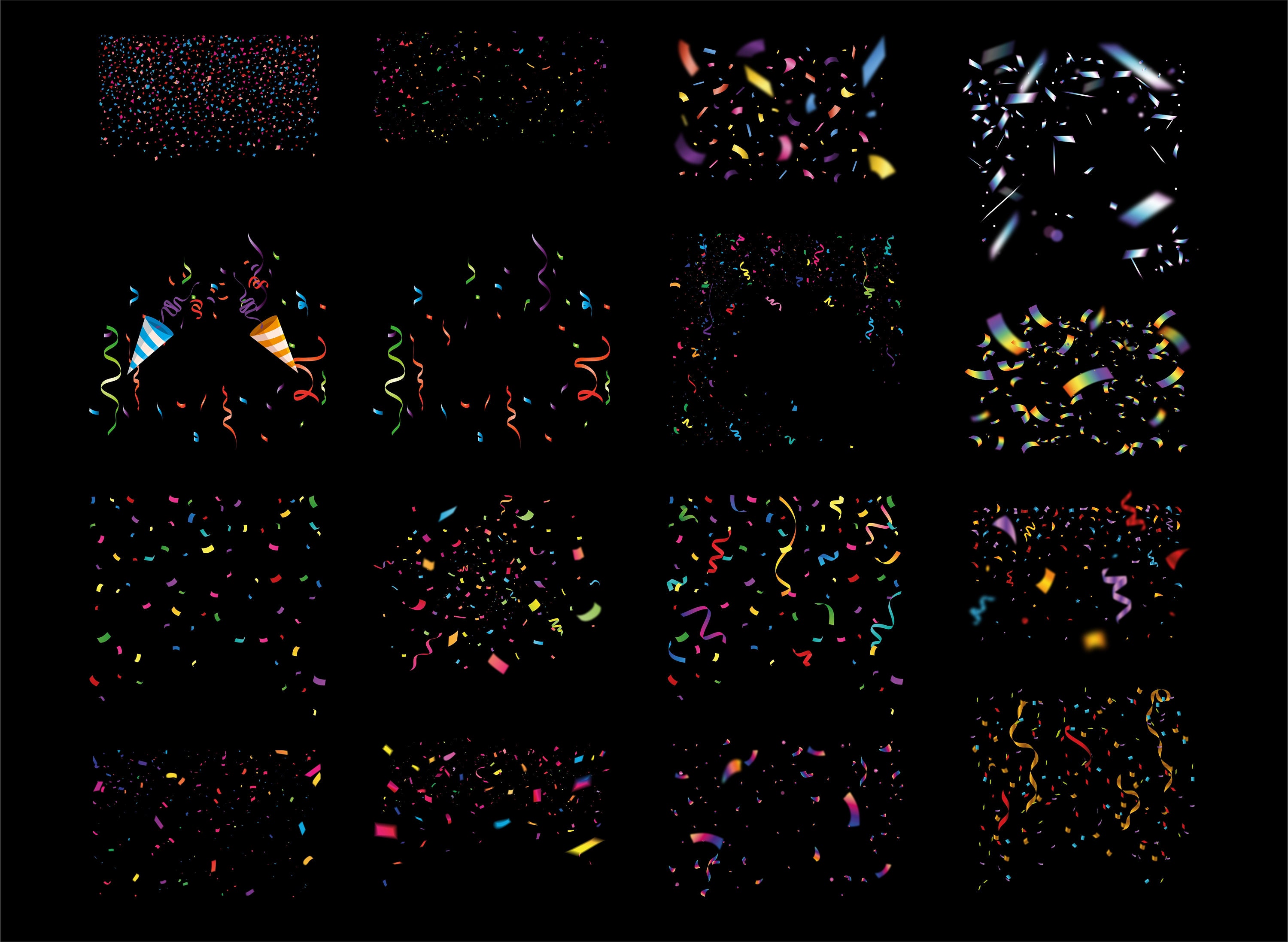 52 Color Confetti Overlays Clipart PNG Photo Overlay Colour Etsy