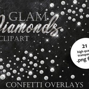 21 superposiciones de confeti de diamantes glamorosos, imágenes prediseñadas de diamantes, superposiciones de joyas archivos PNG, imágenes prediseñadas de gemas, confeti glamoroso, bordes de diamantes, confeti plateado