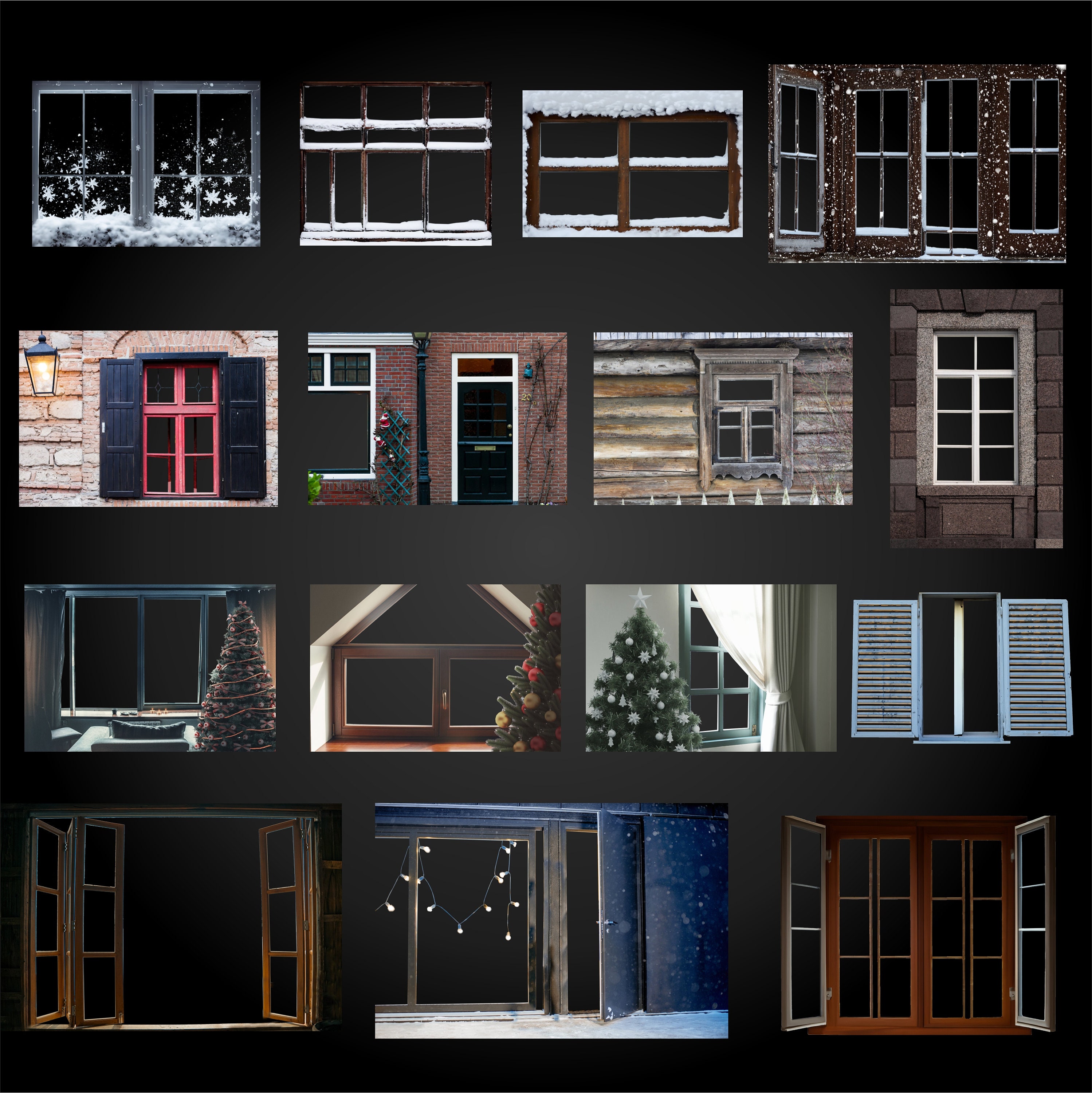 Christmas Window Overlay, Window Panes, Window Frame, Winter PNG, Time ...