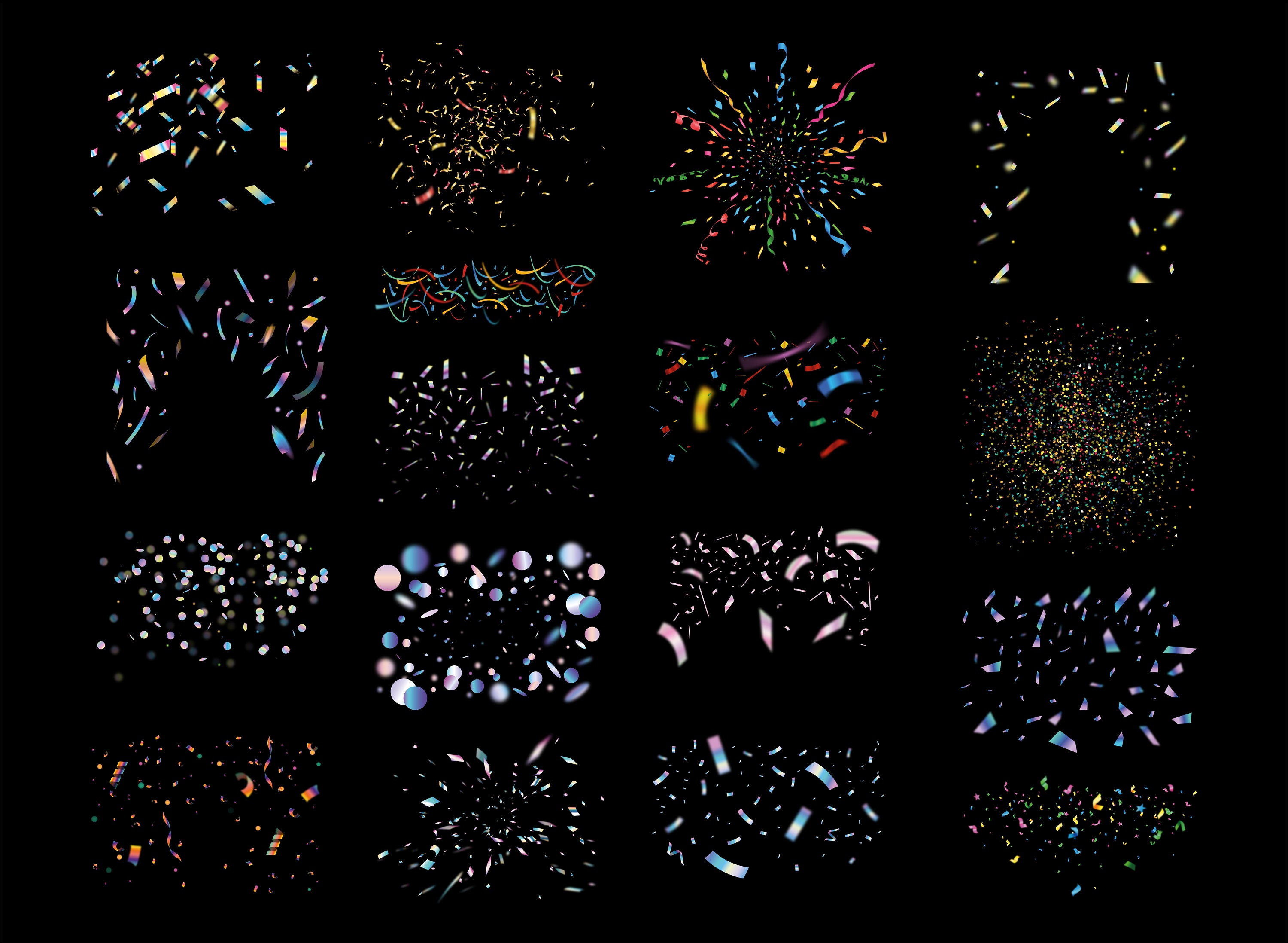 52 Color Confetti Overlays Clipart PNG Photo Overlay Colour Etsy