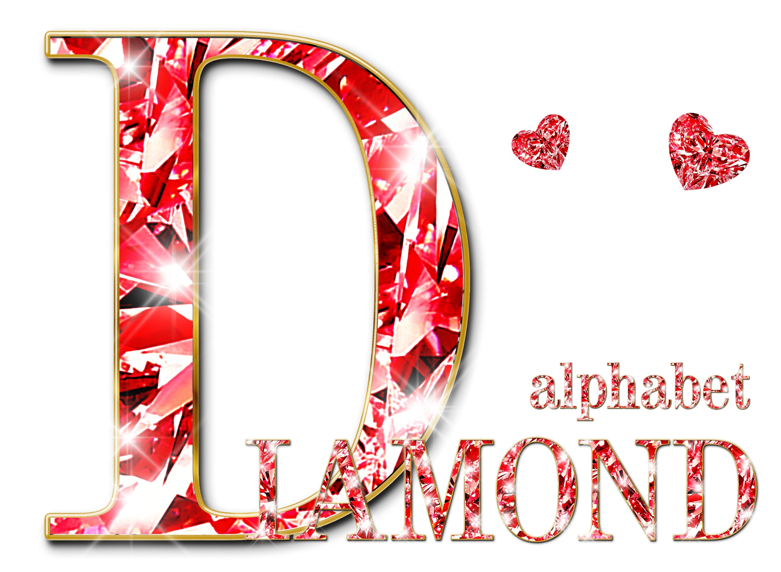 Red Diamond Alphabet ART Clipart, Diamond in Gold Alphabet PNG Files ...