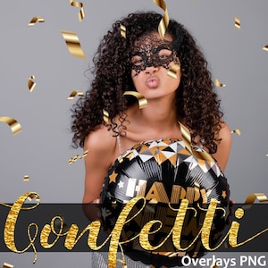 Golden Confetti Overlay Clipart, Photo Overlays PNG, Gold Confetti Overlay, Party Overlays, Overlays Clipart, Falling Confetti Clipart