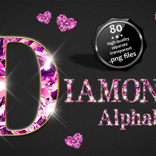 Pink Diamond Alphabet ART Clipart Diamond in Gold Alphabet - Etsy