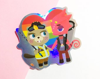Animal Crossing Sticker CJ & Flick LGTBIQ+ <3 HOLOGRAPHIC