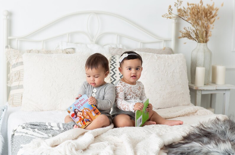 Light grey twin set in newborn or sitter size photography Etsy