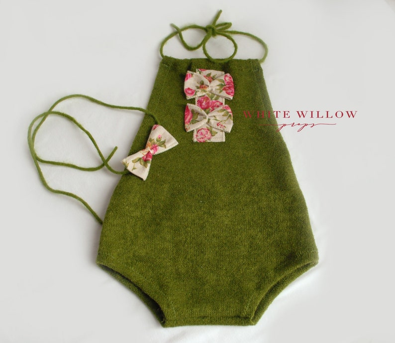 Olive green romper newborn photography prop sitter olive Etsy