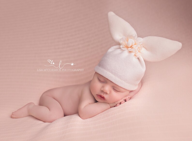 baby girl bunny hat newborn Easter photo prop Pale peach bunny hat Newborn photography prop