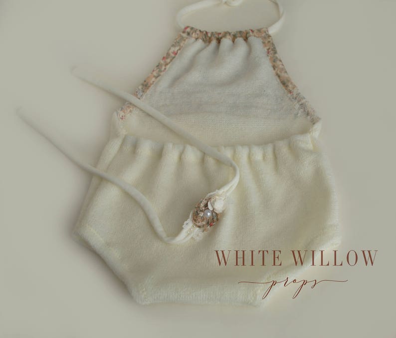 lace romper with tieback set sitter Twin set photography prop newborn twin set ivory girl and boy romper Emma and Ethan twin set