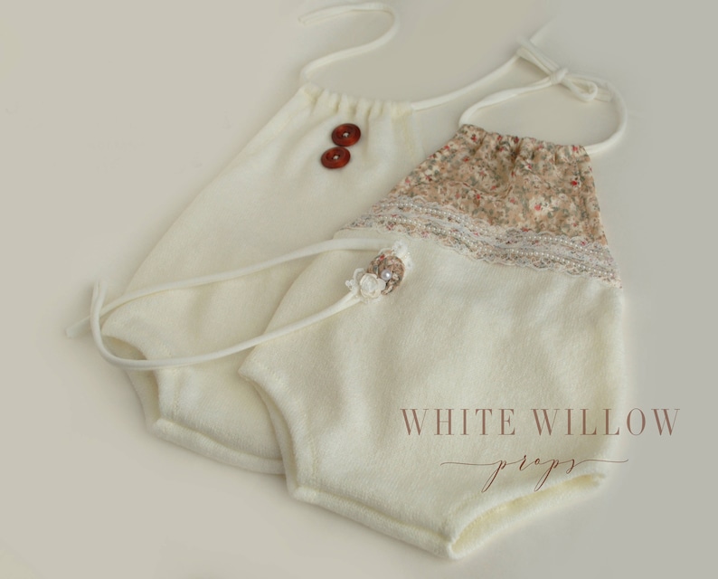 lace romper with tieback set sitter Twin set photography prop newborn twin set ivory girl and boy romper Emma and Ethan twin set