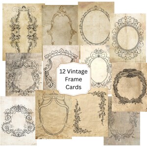 Cartes de cadre vintage, album, papier de scrapbooking, carte de bijoux, fond de cadre, steampunk, présentoir, journal indésirable, éphémère, horizontal