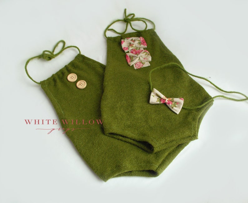 Olive Green Romper Newborn Photography Prop Sitter Olive Etsy UK