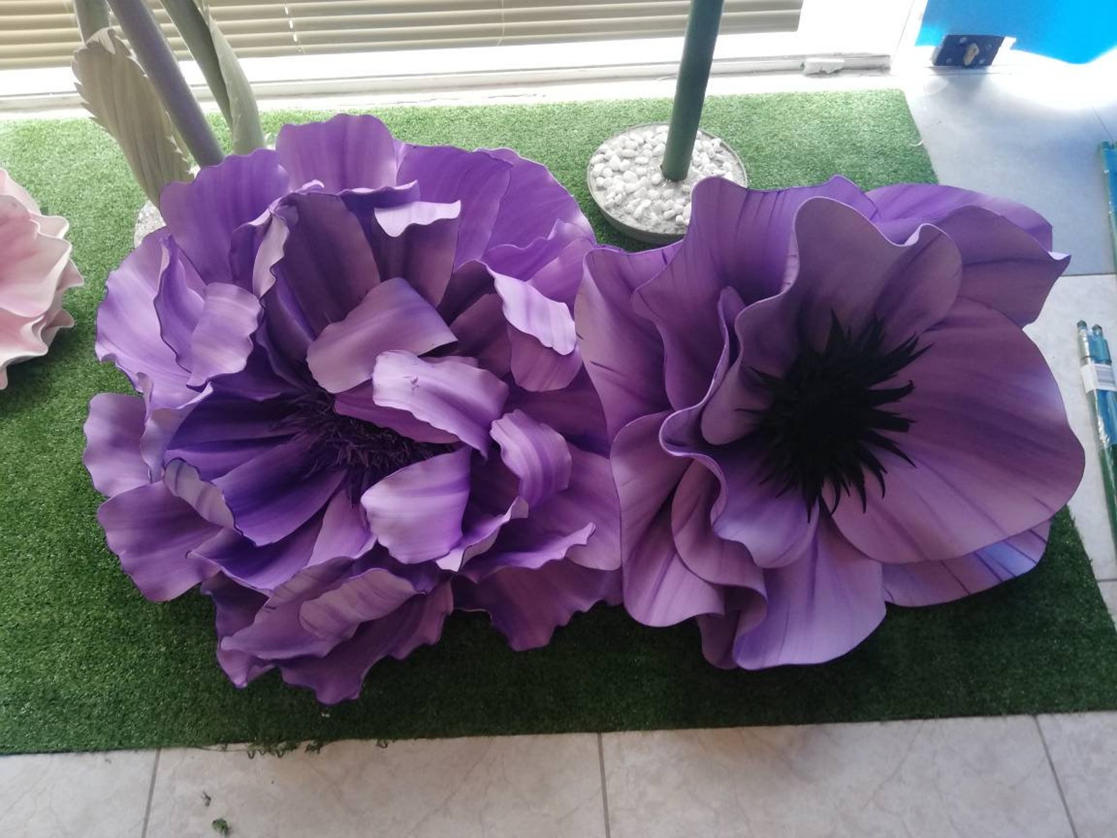 Set of 2 giant foam flowers for decor Etsy