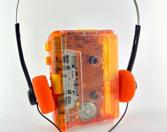 Orbit92 Portable Stereo Cassette Player - Transparent Orange