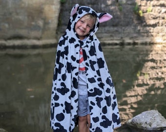 Cow Cape, Child Cow Costume, Toddler Cow Cape, Kiddy Cow Cape, Adult Cow Cape, Teen Cow Cape, Adult Cow Costume, Teen Cow Costume