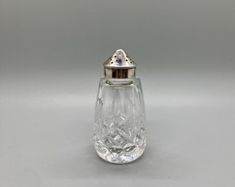 Waterford Crystal Lismore Salt and Pepper Shaker Pots Silverplate Lids 3 5/8" H Waterford Crystal Lismore Salt and Pepper Shaker Pots Silverplate Lids 3 5/8" H