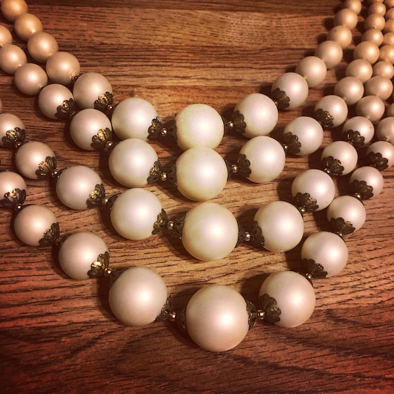 Mid century custom faux matte finish pearl necklac