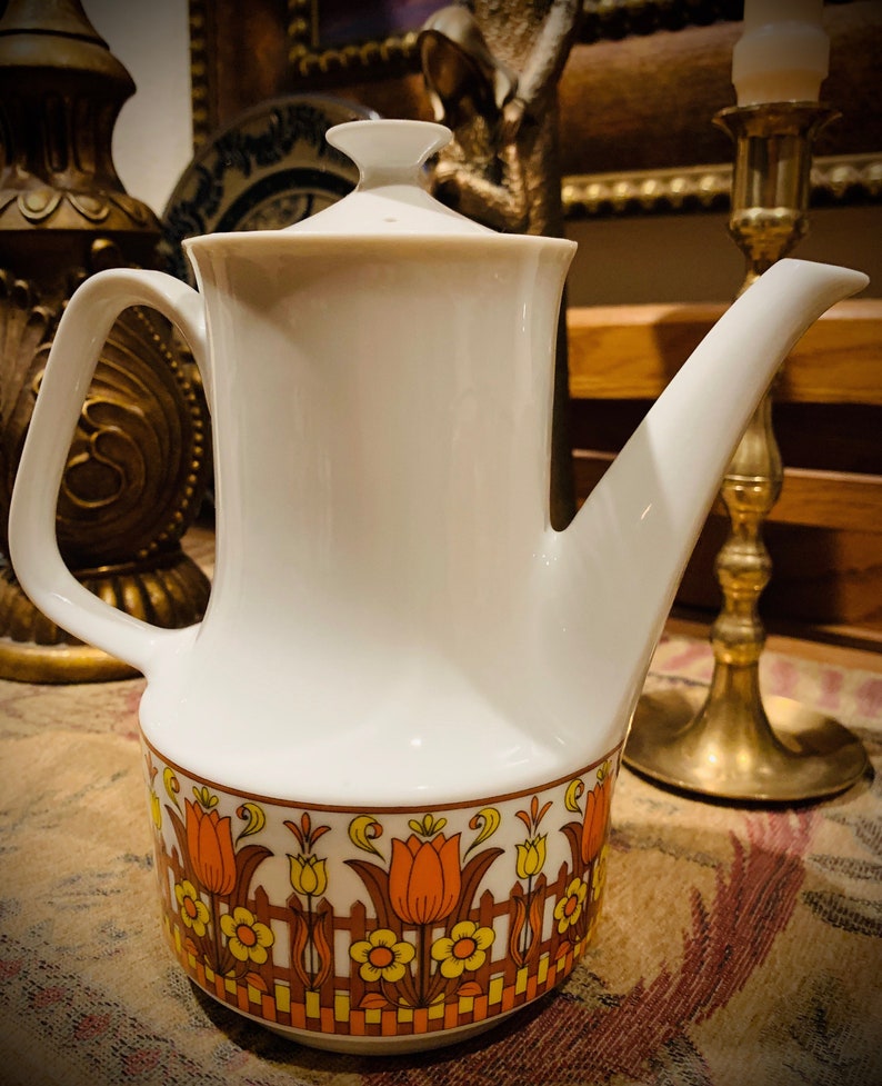 70s Floral Tea Set By Libbey