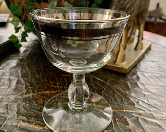 Vintage set of 4 Sherry Glasses silver banded