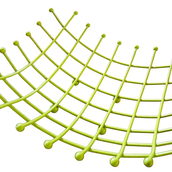 Vintage 80s-90s Ikea Lime Green Metal Wired Fruit Bowl