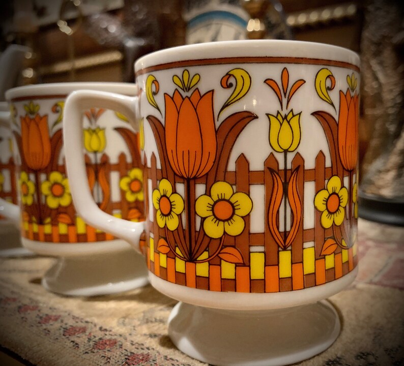 70s Floral Tea Set By Libbey