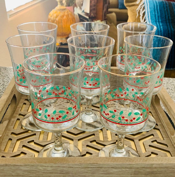 Vintage Christmas Wine Glasses (Set of 2)