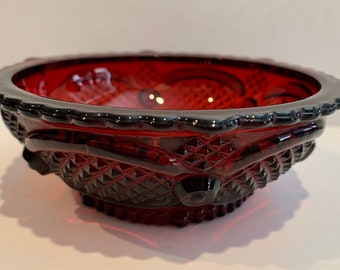 Avon 1876 Cape Cod Ruby Red Dessert Bowl