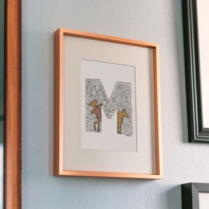 Impressão de arte em parede: a letra M é para o design do labirinto do alfabeto animal de alce (5x7 como na foto). Impressão digital para crianças, berçário, decoração de casa.