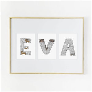 Animal Alphabet Maze Letters for Full Name Wall Art Print (5x7 as pictured). Home decor for kid&#39;s rooms, nursery, den. Initials, gifts.