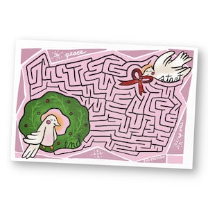 Pocztówki Holiday Maze (10 wyjątkowych pocztówek, każda o wymiarach 4x6 cali) Wsparcie USPS, zajęcia dla dorosłych i dzieci, prezent w postaci karty z nadrukiem w kształcie puzzli, Boże Narodzenie
