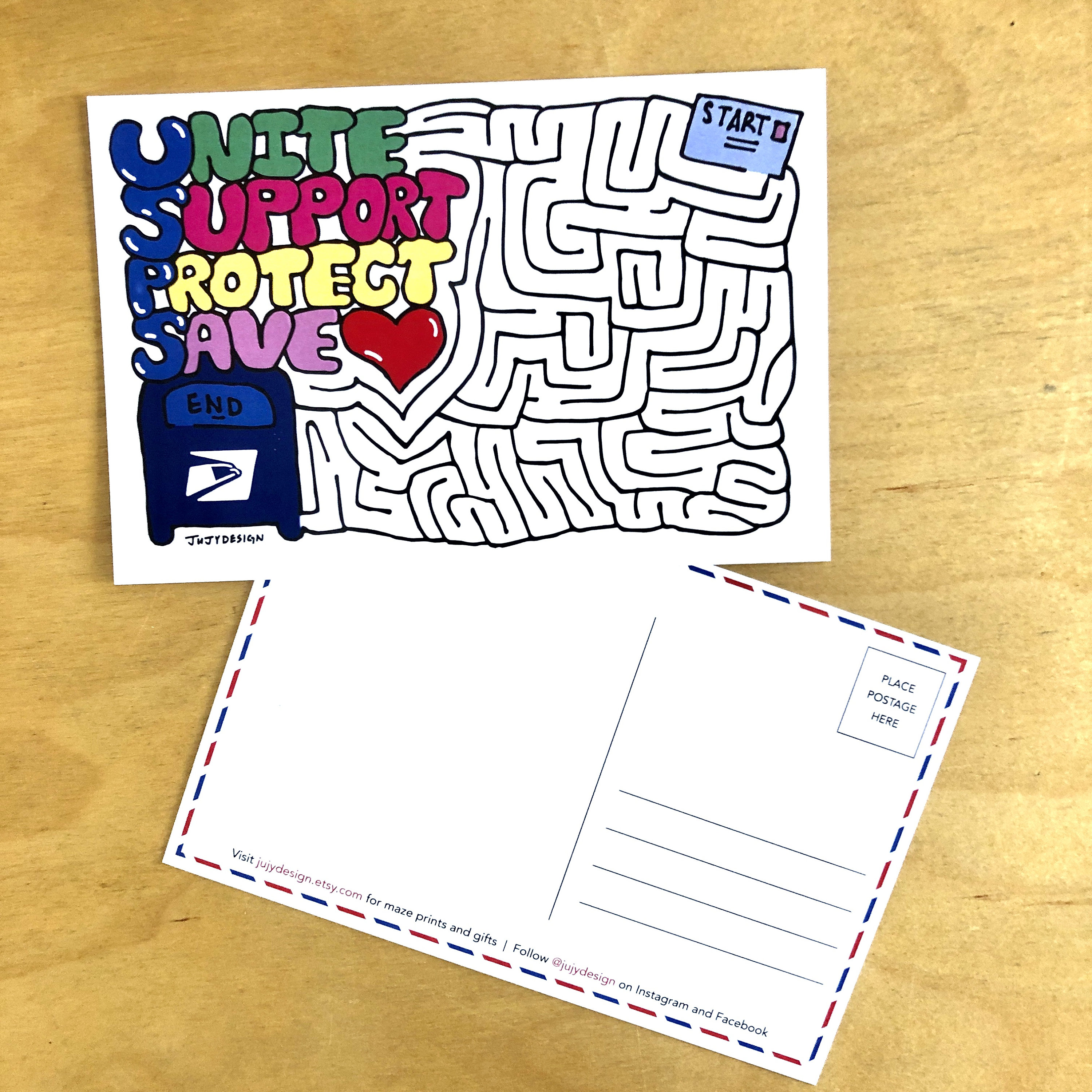 Maze Postcards (10 Save the Usps-themed Postcards, 2 Unique Styles, 4x6 ...