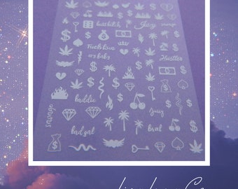Dope mix (white or black) - self adhesive nail stickers