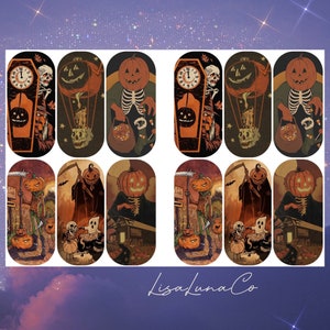 Retro Halloween - waterslide nail decals