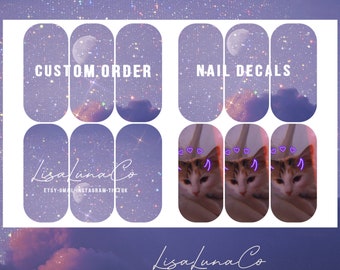 custom nail decals up to 6 photos - read description before ordering or messaging