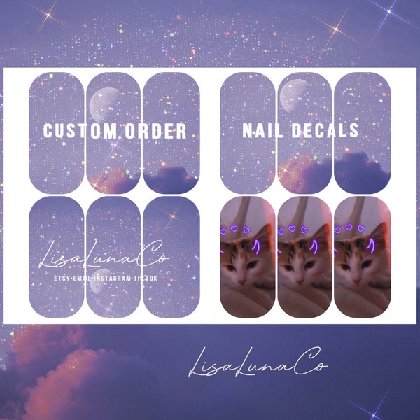 custom nail decals up to 6 photos - read description before ordering or messaging