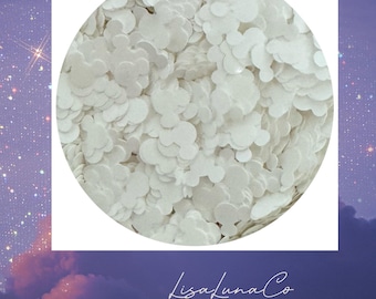 White Mickey heads - solvent resistant glitter