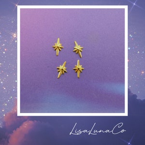8 point stars (gold or silver) - nail charms