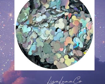 Holographic Mickey heads - solvent resistant glitter