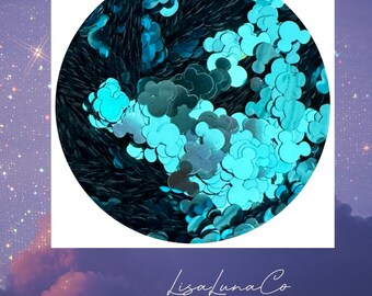 Teal metallic Mickey heads - solvent resistant glitter