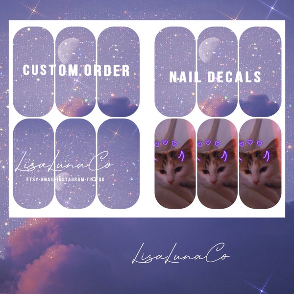 custom nail decals up to 6 photos - read description before ordering or messaging