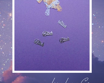 Bitch (gold or silver) - tiny nail charms