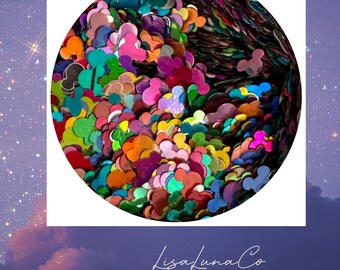 Rainbow Mickey heads - solvent resistant glitter