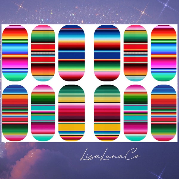 Mexican serape - waterslide nail decals