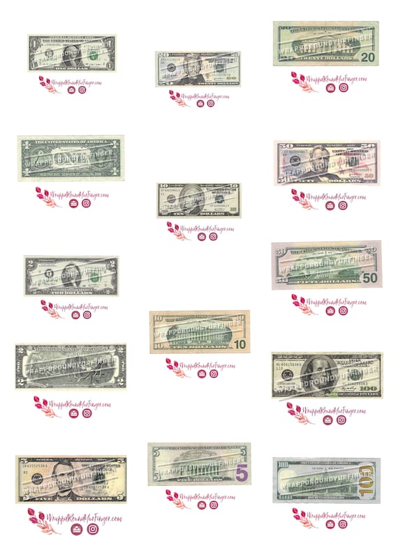 bundle of fake money actual size of real bills for cutting etsy