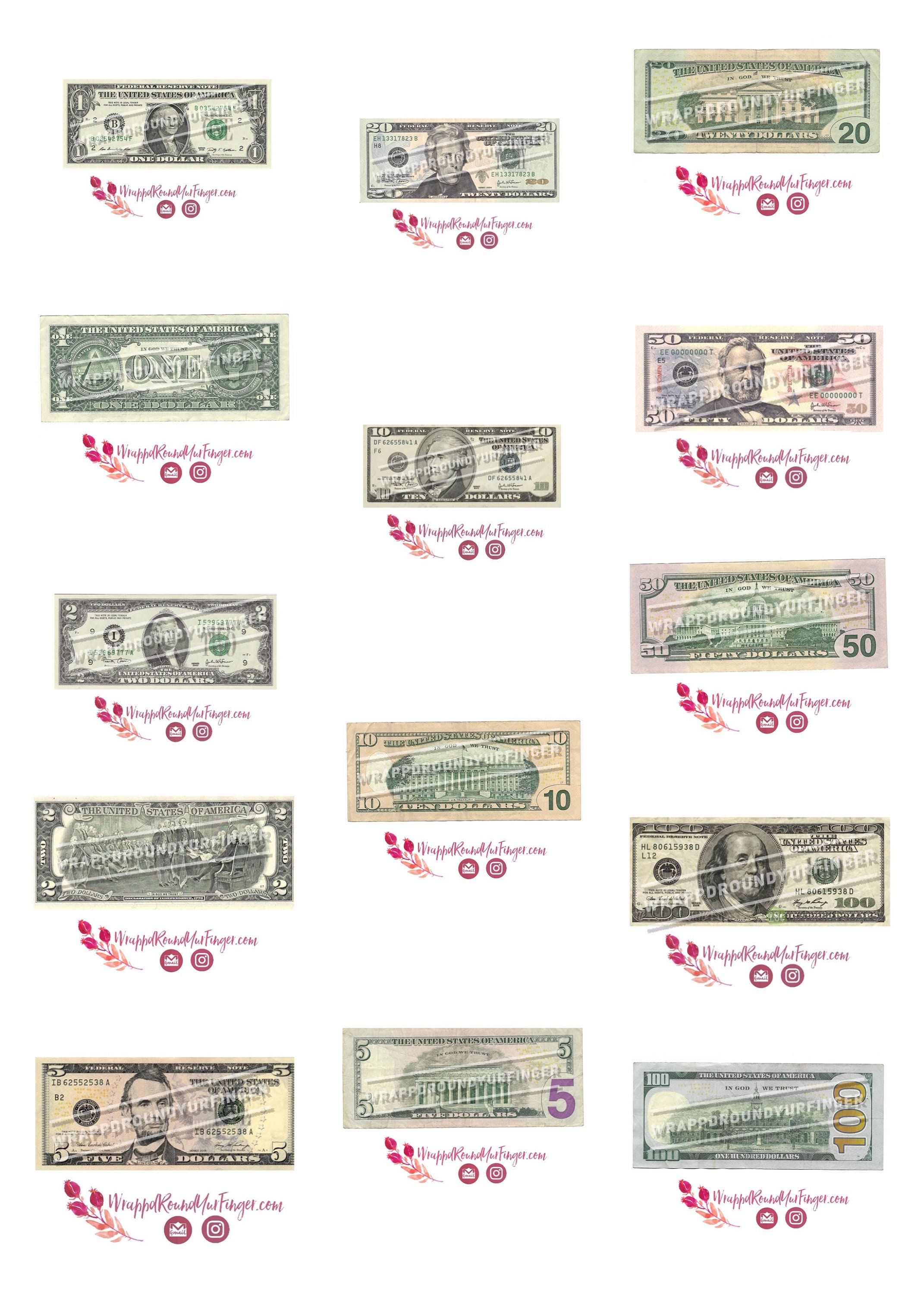 bundle of fake money actual size of real bills etsy canada