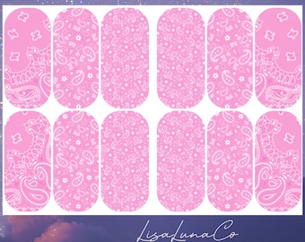 Pink Bandana - waterslide nail decals